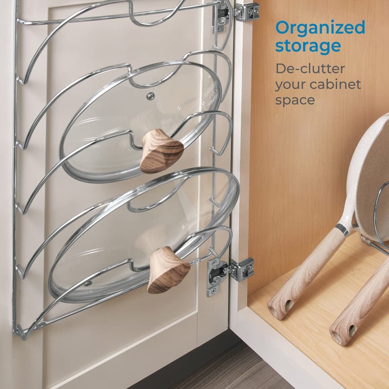 InterDesign iDesign Classico Kitchen Cabinet Storage Rack for Pot, Pan Lids, 10.80" L x 3.83" W x 16.76" H, Chrome - Image 3
