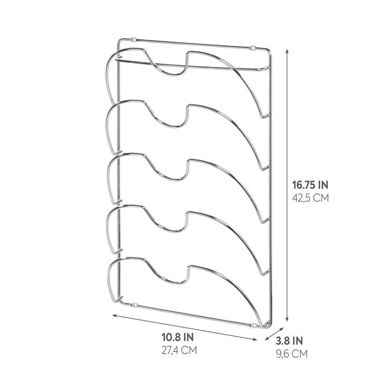 InterDesign iDesign Classico Kitchen Cabinet Storage Rack for Pot, Pan Lids, 10.80" L x 3.83" W x 16.76" H, Chrome - Image 2