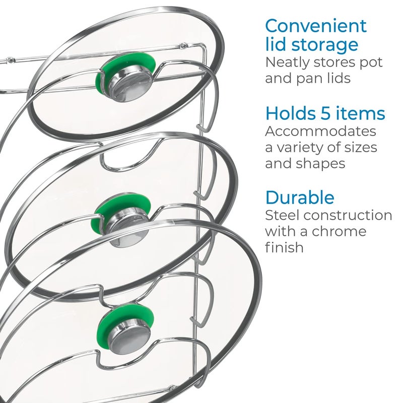 InterDesign iDesign Classico Kitchen Cabinet Storage Rack for Pot, Pan Lids, 10.80" L x 3.83" W x 16.76" H, Chrome - Image 4