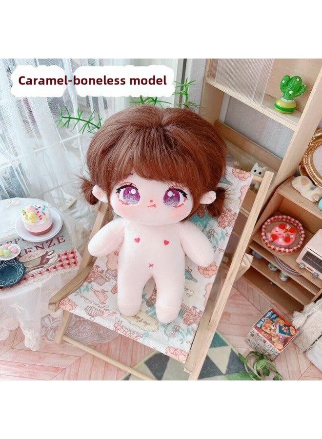 20cm Cotton Doll Clothes Star Doll Nude Pile Bear Fisherman Hat Jacket Normal Body Plump Body-Specifications:20cm-Color:Caramel - Image 1