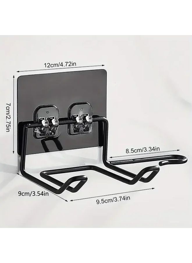 Black Hair Dryer Holder Wall Mounted Organizer Rack For Straightener And Curling Iron Bathroom Storage Shelf - Image 3