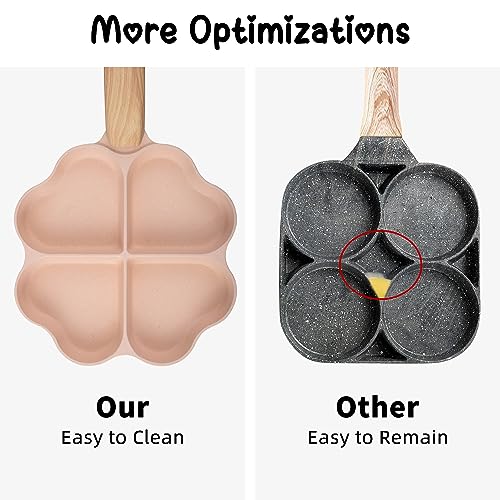 Caannasweis Egg Omelette Pan, 4-Cup Nonstick Granite Omelette Skillet Breakfast Frying Pan Egg Cooker Suitable for Gas Stove & Induction Cookware, PFOA PFOS Free, Pink Heart Shaped - Image 5