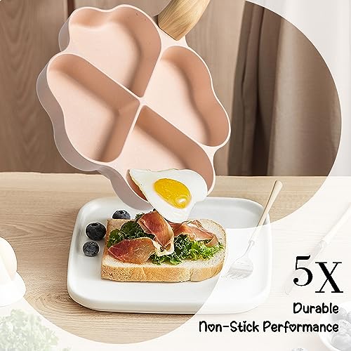 Caannasweis Egg Omelette Pan, 4-Cup Nonstick Granite Omelette Skillet Breakfast Frying Pan Egg Cooker Suitable for Gas Stove & Induction Cookware, PFOA PFOS Free, Pink Heart Shaped - Image 3