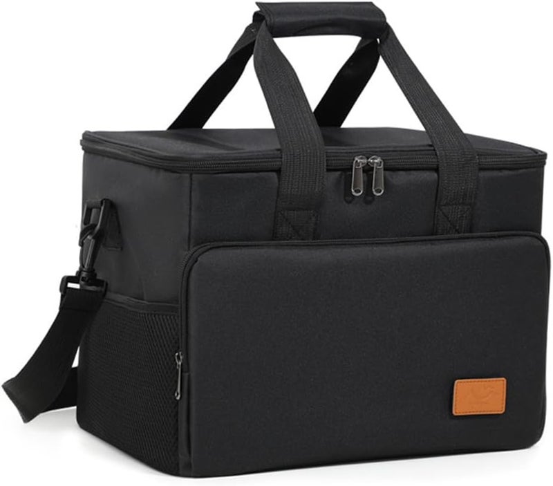 IraXpro Lunch Bag Insulated Lunch Box Large Portable Cooler Tote bag for Men Women Adult,Shoulder Handbag with Adjustable Strap,Leak and Waterproof,for Office,Picnic,Outdoor,Beach,Fishing (Black, 22L) - Image 1