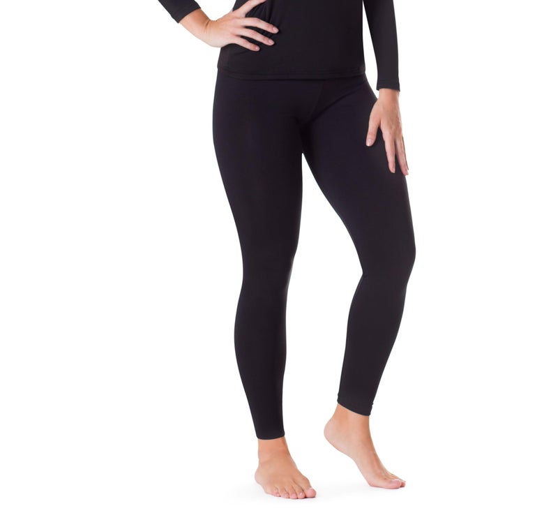 ROCKY Fleece Lined Leggings Women Thermal Underwear Bottoms Women Thermal Legging Womens Warm Long Johns Womens Thermals Pant (Medium, Black, Standard Weight 185 GSM, 1 Pack) - Image 1