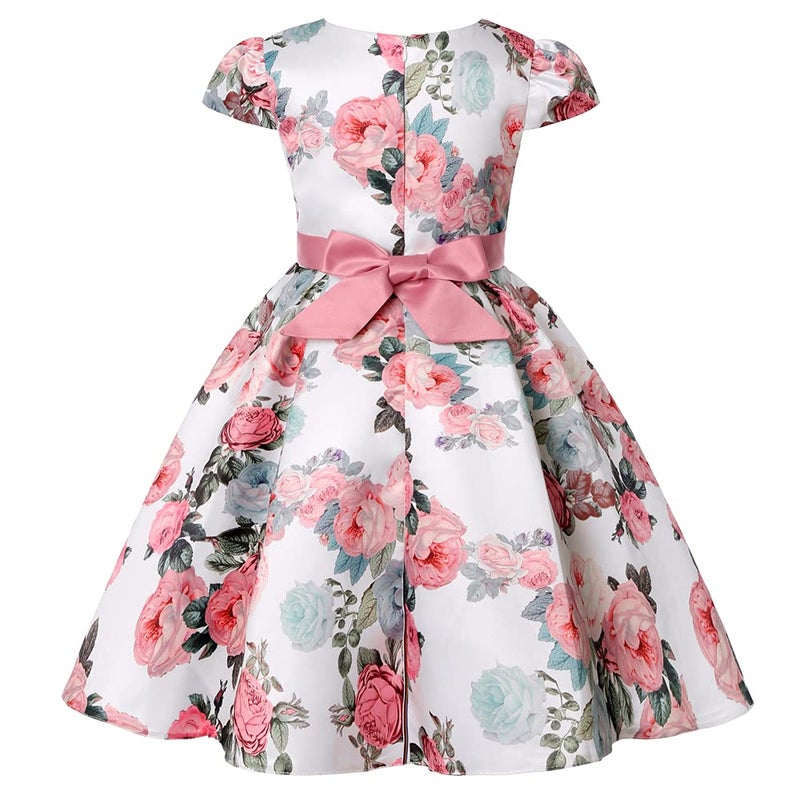 AIMJCHLD Party Dress for Toddler Little Baby Girls Flower Wedding Dresses Pageant Prom Ball Gowns Fancy Performance Formal Dress with Applique Size 2T 3T (Bean Powder 100) - Image 2