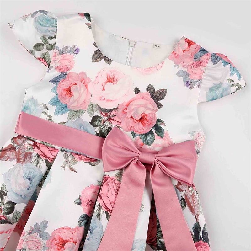 AIMJCHLD Party Dress for Toddler Little Baby Girls Flower Wedding Dresses Pageant Prom Ball Gowns Fancy Performance Formal Dress with Applique Size 2T 3T (Bean Powder 100) - Image 3