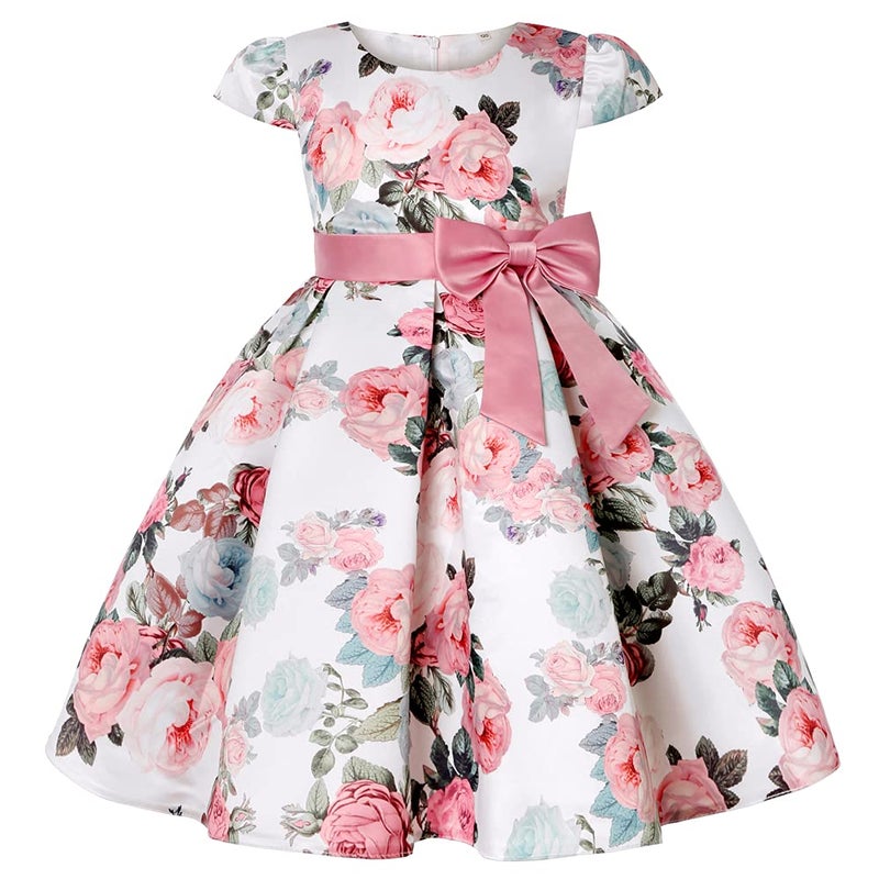 AIMJCHLD Party Dress for Toddler Little Baby Girls Flower Wedding Dresses Pageant Prom Ball Gowns Fancy Performance Formal Dress with Applique Size 2T 3T (Bean Powder 100) - Image 1