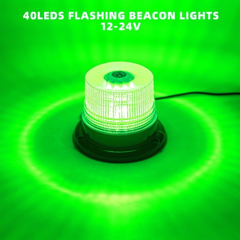 PKINGLAKE Green LED Beacon Lights 12-24V Warning Safety Flashing Emergency Roadside Strobe Mini Light Bar with Magnetic Base for Snow Plow Truck Construction Vehicles Forklift Tractor Golf Carts 1-Pcs - Image 2