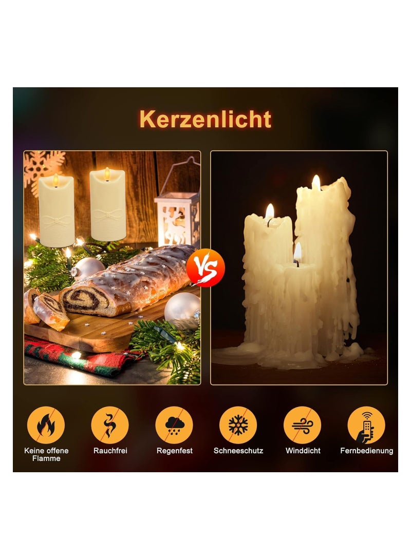 2 Pcs Flameless LED Candles with Remote & Timer, Realistic Flickering Tealights for Weddings, Festivals & Home Decor (Beige) - Image 4