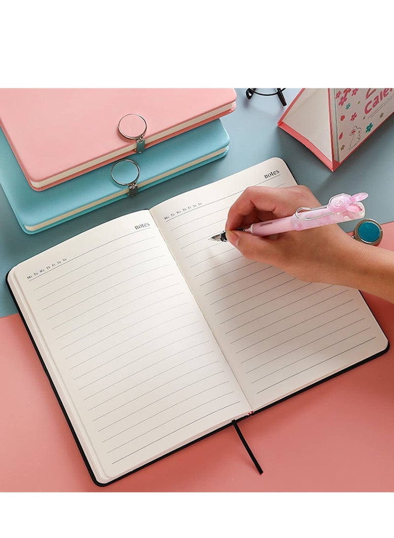 Luckam Lined Journal Notebook, Refillable Writing Journal for Women Faux Leather Hardcover Notebook A5 College Ruled 200 Pages Lay-Flat Personal Diary with Magnetic Buckle, Diary Sketchbook Gifts (Pink) - Image 3