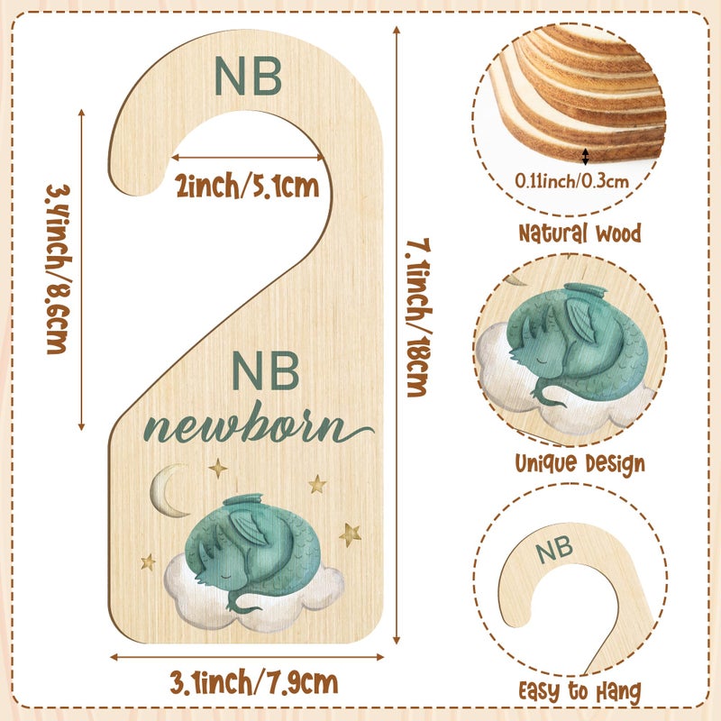 R HORSE Wooden Baby Closet Dividers - 8Pcs Dragon Baby Closet Organizer, Double-Sided Newborn Clothes Size Hanger Dividers, Nursery Decor Birthday Gift for Boy Girl (0-24 Months) - Image 2