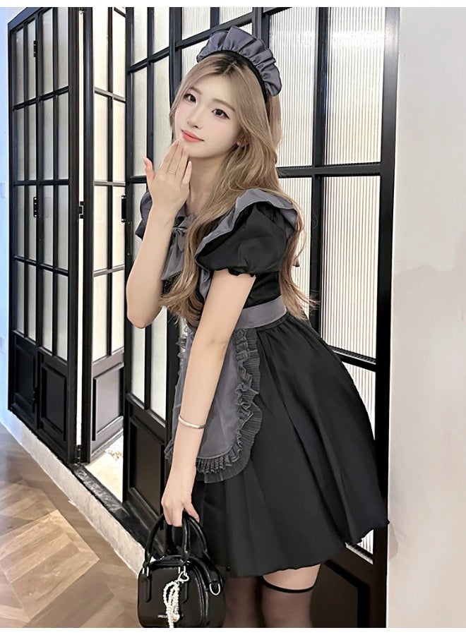 Anime Cosplay Costume Uniform Apron with Lace Trim Halloween Fancy Dress - Image 2