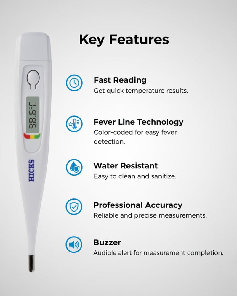 hicks MT-401R Digital Thermometer with Buzzer (White) - Image 2