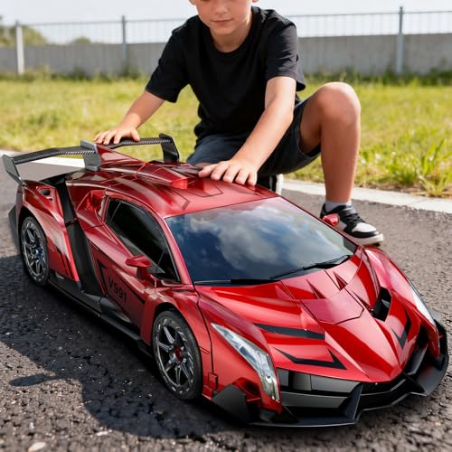Veeniix V991 2in1 Transform Robot RC Car 110 Large Transform Toys Remote Control Car with Gesture Sensing OneKey Deformation LED Lights Sound Effects Cool Toy Gift for Boys and Girls 46 7 8 9Red - Image 1