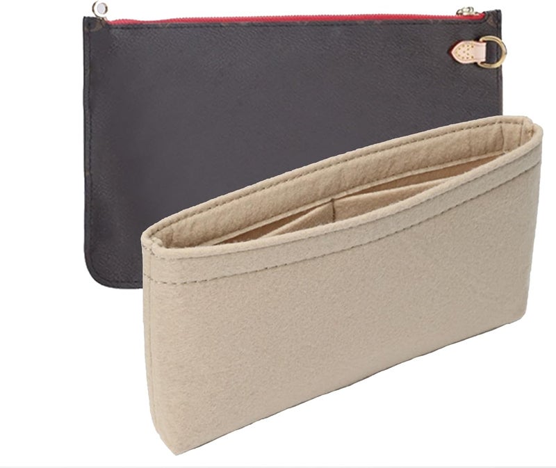 إدراج تخزين حقيبة يدوية Doxo Neverfull MM/GM وجيب بسحاب، طقم تحويل Neverfull Clutch - تحويل حقيبتك إلى حقيبة كروس بودي (بيج، 19.5 × 11.5 × 1.5 سم) - Image 1