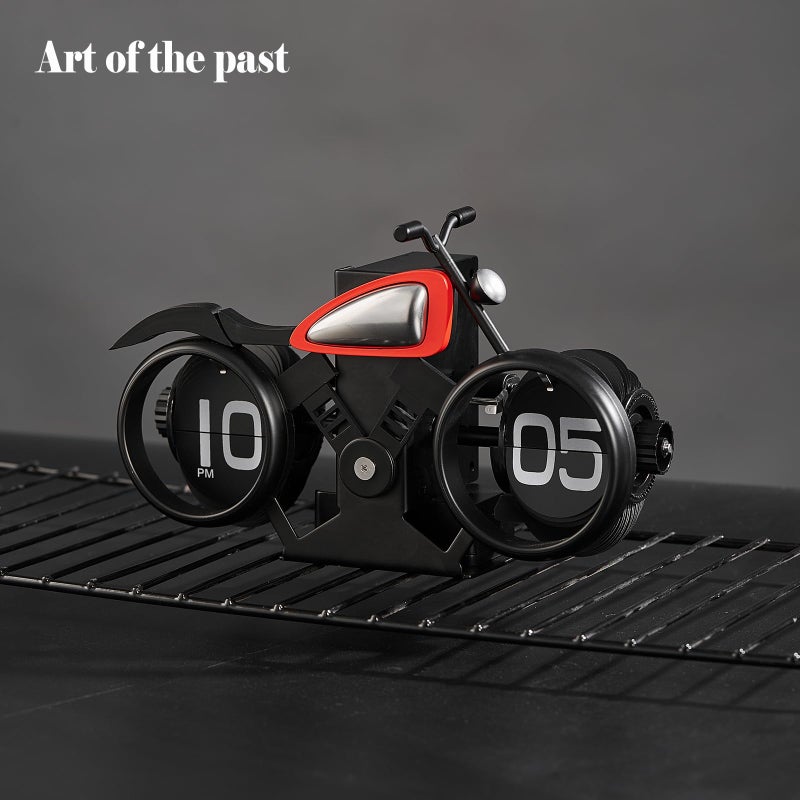Adventurers Retro Motorcycle Flip Clock â€“ Creative Page-Turning Alarm Clock for Living Room, Study, Office, or CafÃ© Decor - Image 2