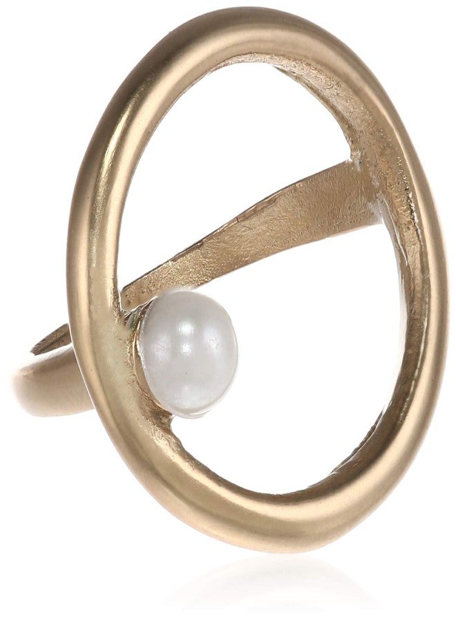 Estele gold plated fancy designer circler ring with white stone for women - Image 1