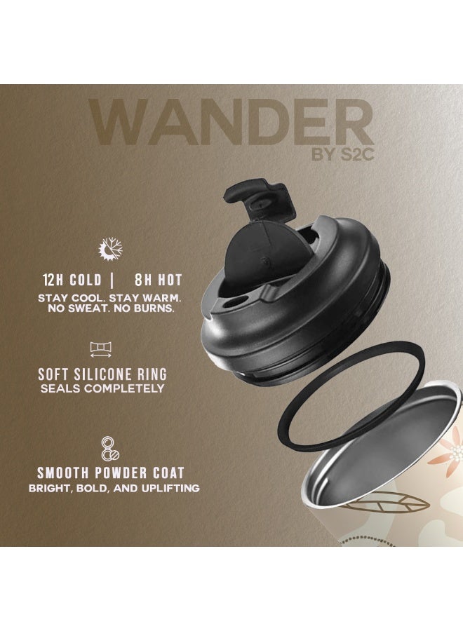 S2C WANDER Series - Premium Insulated Coffee Travel Mug with Lid, Leak Proof, BPA Free, Stainless Steel, Keeps Drinks Hot 8 Hours/Cold 12 Hours, 12oz Capacity, Perfect for Travel & Car - Image 3