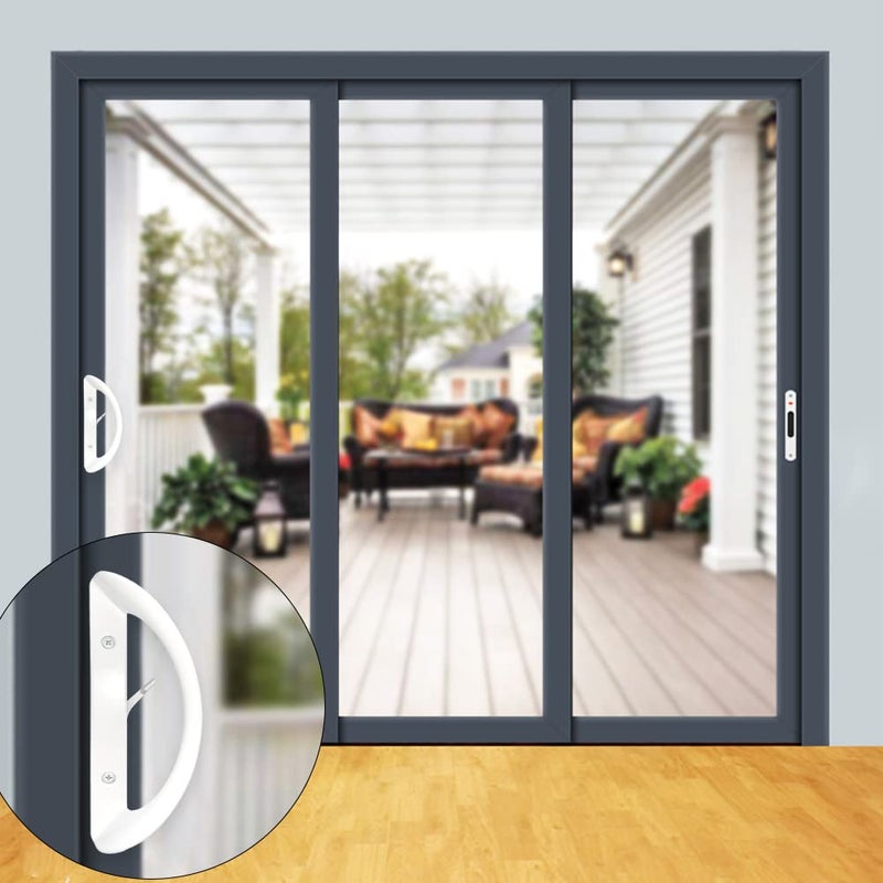ALLYWASAI Patio Sliding Door Handle Set, Perfect Replacement Mortise Style Handle Set Fits Door Thickness from 1-1/2" to 1-3/4", 3-15/16" Screw Hole Spacing, Non-Keyed, White (Aluminum White) - Image 4