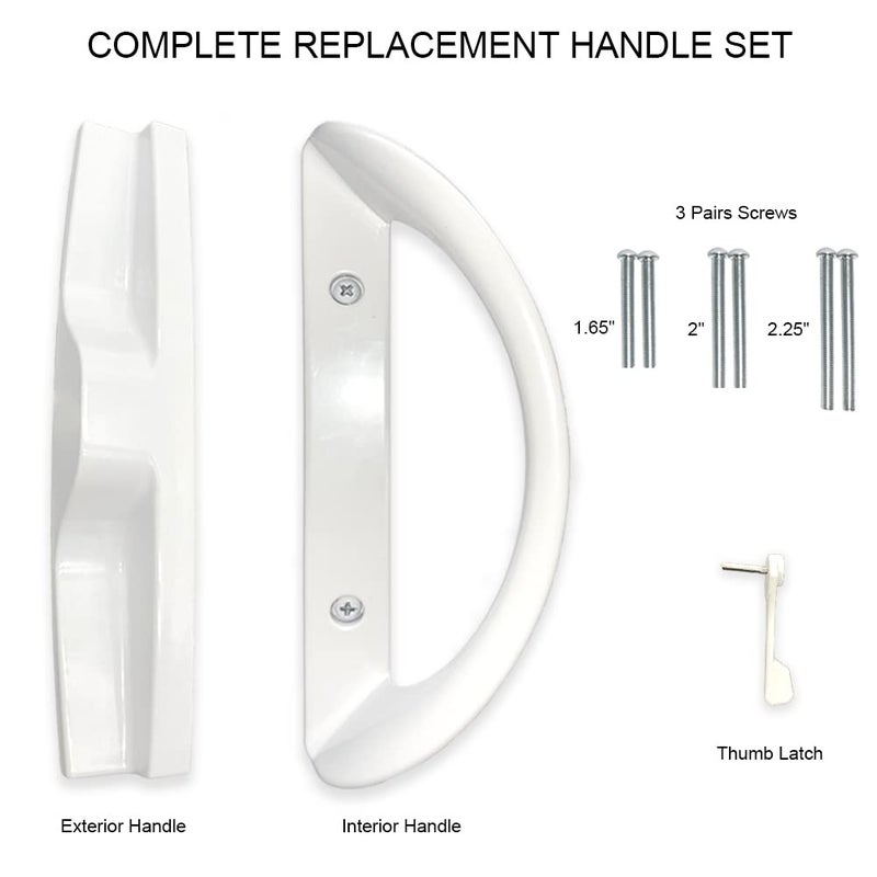 ALLYWASAI Patio Sliding Door Handle Set, Perfect Replacement Mortise Style Handle Set Fits Door Thickness from 1-1/2" to 1-3/4", 3-15/16" Screw Hole Spacing, Non-Keyed, White (Aluminum White) - Image 2