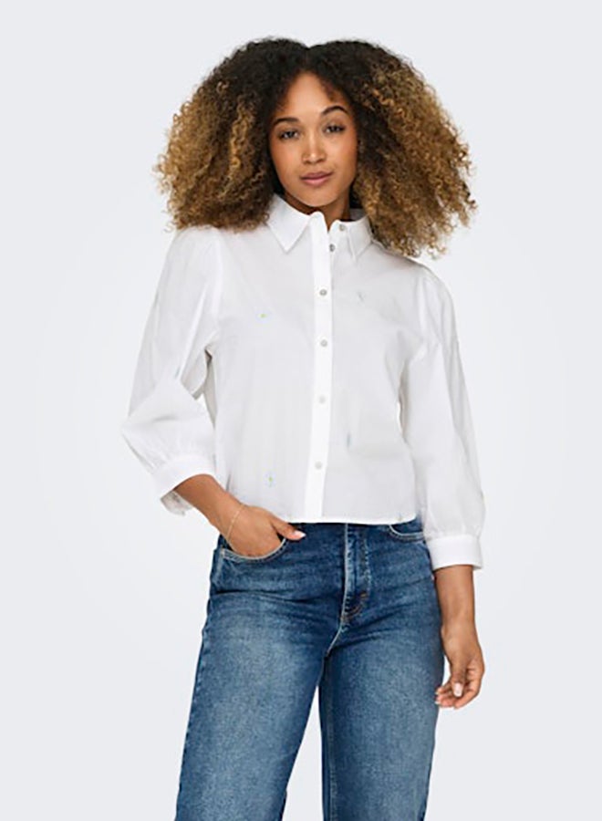 ONLY ONLY Womens Candy 3/4 Cropped Shirt Woven  - Image 4