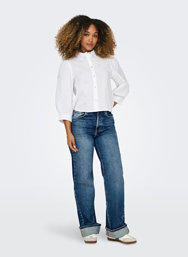 ONLY ONLY Womens Candy 3/4 Cropped Shirt Woven  - Image 1