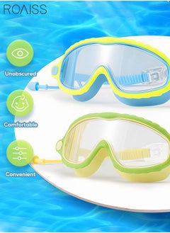 roaiss 2 Pack Kids Swim Goggles for Child Teen Age 4-14 Kids Goggles for Swimming Adjustable Strap with Earplugs No Leaking Anti-Fog Waterproof  - Image 1
