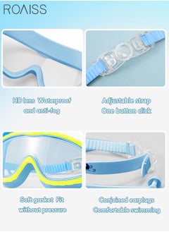 roaiss 2 Pack Kids Swim Goggles for Child Teen Age 4-14 Kids Goggles for Swimming Adjustable Strap with Earplugs No Leaking Anti-Fog Waterproof  - Image 5