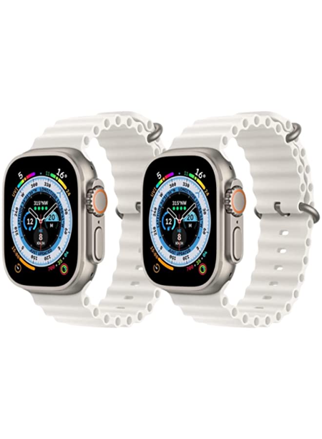 IAF Silicone Ocean Band Strap for Apple Watch 38/40/41mm Snow White/Snow White Set of 2