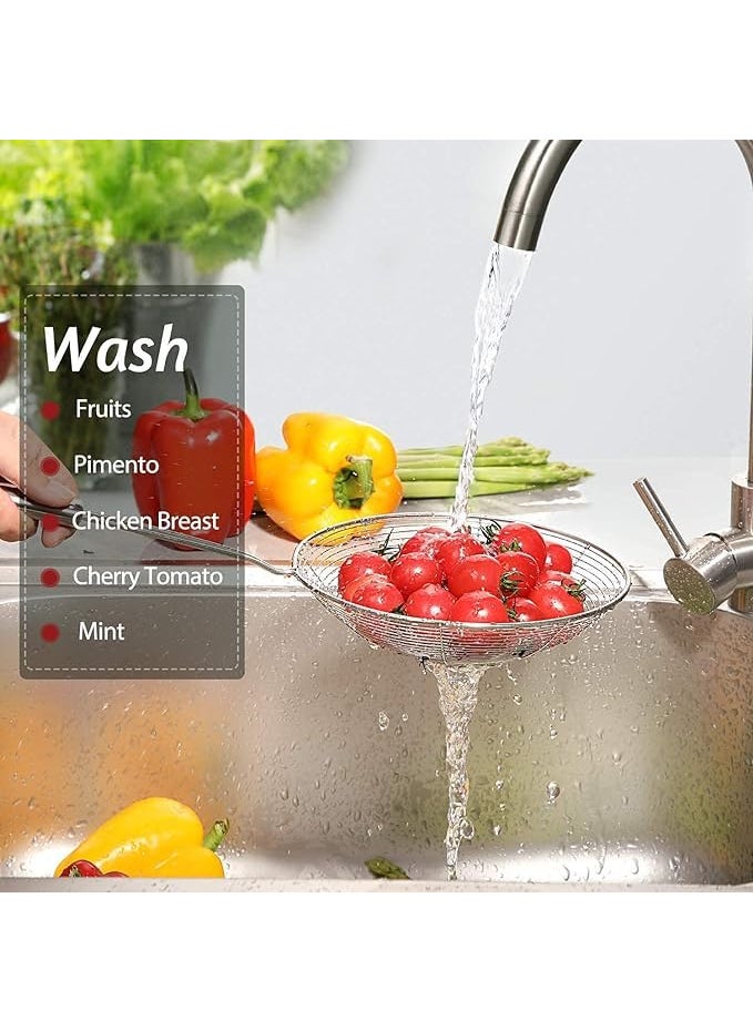 CULINARY CRAFTS Culinary Craft Professional Heavy Duty Stainless Steel Deep Fry Net Spoon Oil Strainer with Exquisite Wooden Handle Jhara 16 CMs  - Image 3