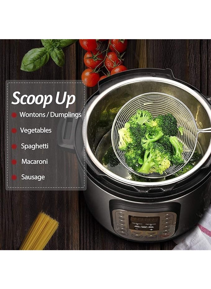 CULINARY CRAFTS Culinary Craft Professional Heavy Duty Stainless Steel Deep Fry Net Spoon Oil Strainer with Exquisite Wooden Handle Jhara 16 CMs  - Image 4