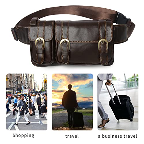 KPYWZER Vintage Leather Waist Bag Fanny Pack for Men Women Hip Bum Bag Belt Slim Cell Phone Purse Wallet Vintage Retro Crossbody Sling Pouch Brown - Image 5
