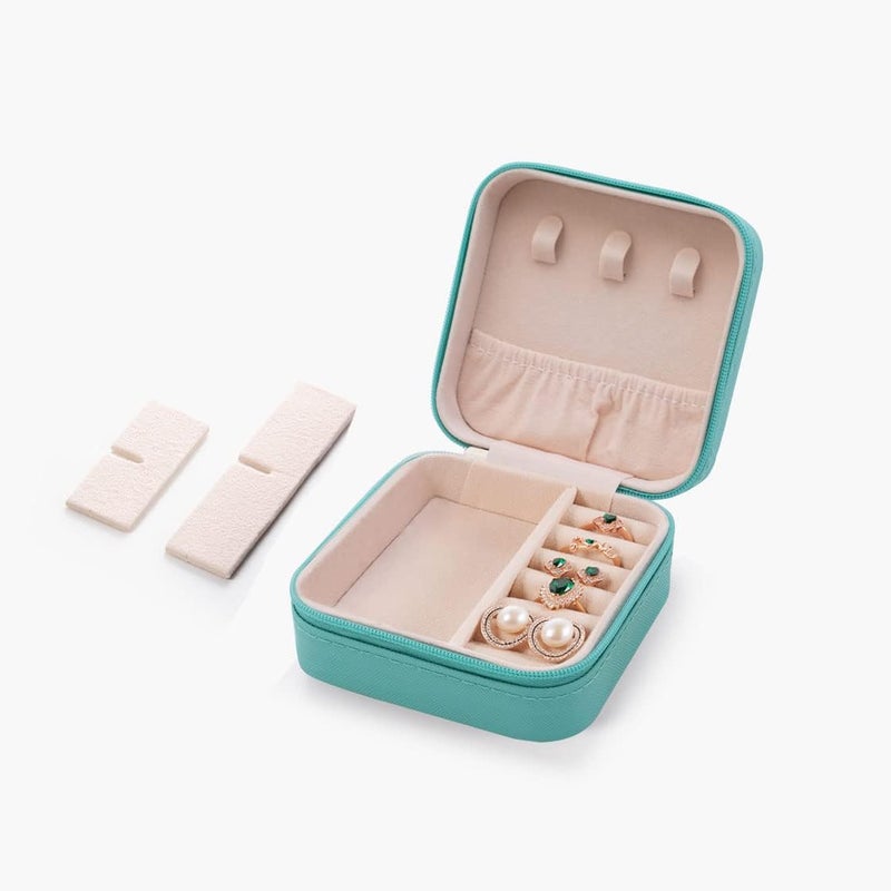 ZPROW Travel Jewelry Case, Mini Portable Jewelry Travel Boxes, Small Jewelry Organizer for Rings, Earrings, Pendants, Watches, Necklaces, Lipsticks Organizer Storage Holder Case (Cyan Blue-6packs) - Image 4