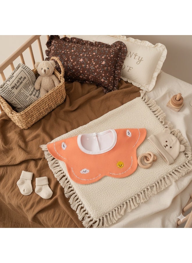 3-Pack Infant Bibs - 360° Rotatable Waterproof Cotton Drool Bibs for Newborns, Anti-Spit Milk Essentials with Petal Design - Image 2