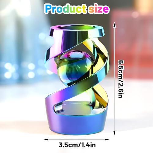 Apqdw Kinetic Spinning Desk Toy Kinetic Desk Toy Ball Metal Desk Fidget for Office for Adults Rainbow - Image 5