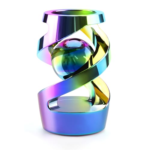 Apqdw Kinetic Spinning Desk Toy Kinetic Desk Toy Ball Metal Desk Fidget for Office for Adults Rainbow - Image 1