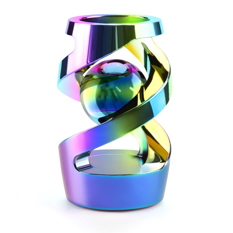 Apqdw Kinetic Spinning Desk Toy Kinetic Desk Toy Ball Metal Desk Fidget for Office for Adults Rainbow - Image 3