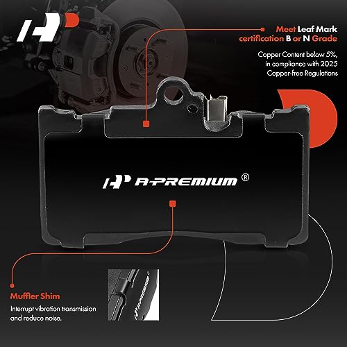 A-Premium Front Ceramic Disc Brake Pads Set Compatible with Lexus IS200t 2016-2017, IS300 2016-2020, IS350 2006-2020, GS200t 2016-2017, GS350, GS430, GS450h, GS460, RC200t, RC300, RC350, 4 Pcs - Image 2