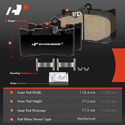 A-Premium Front Ceramic Disc Brake Pads Set Compatible with Lexus IS200t 2016-2017, IS300 2016-2020, IS350 2006-2020, GS200t 2016-2017, GS350, GS430, GS450h, GS460, RC200t, RC300, RC350, 4 Pcs - Image 5