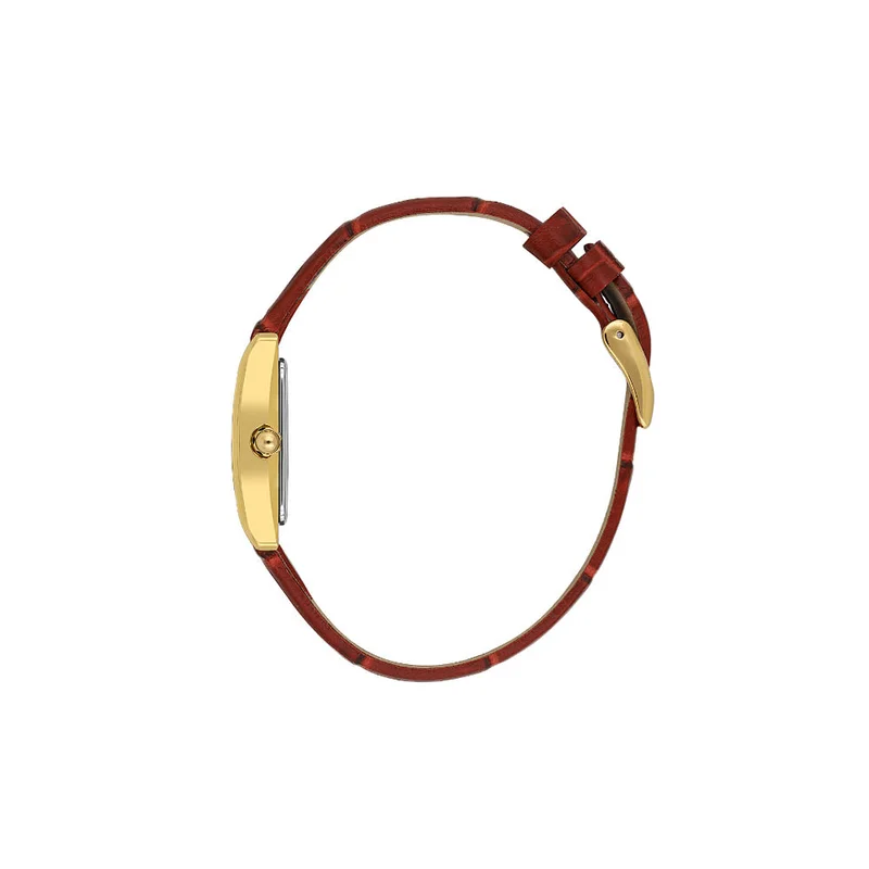 DANIEL KLEIN Women's Leather Gold Alloy Case Analog Silver Square Sunray Dial Japanese Quartz Premium 30 Meters Water Resistant