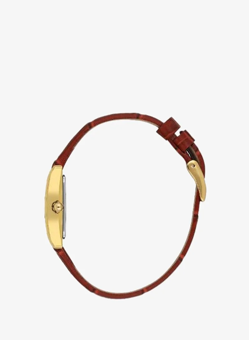 Daniel Klein Women's Leather Gold Alloy Case Analog Silver Square Sunray Dial Japanese Quartz Premium 30 Meters Water Resistant