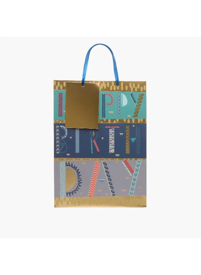 Findz Findz Happy Birthday Print Paper Gift Bag - Large