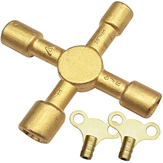 3PC RADIATOR & BLEED KEY BRASS RADIATOR 4 WAY PROFESSIONAL BRASS MULTIPURPOSE UTILITY KEY BLEEDING RADIATORS & AIR VENTS FOR GAS & ELECTRIC METER 1% OF SALE VALUE WILL BE DONATED - Image 1