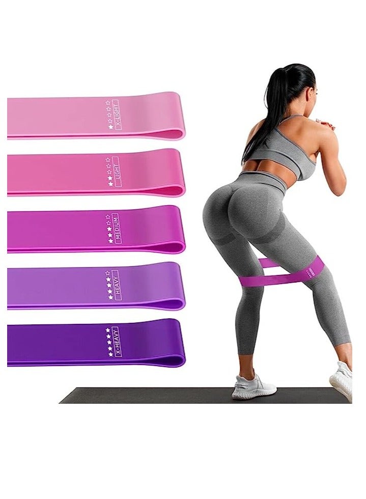 Resistance Loop Exercise Bands Exercise Bands for Home Fitness, Stretching, Strength Training, Physical Therapy,Elastic Workout Bands for Women Men Kids, Set of 5