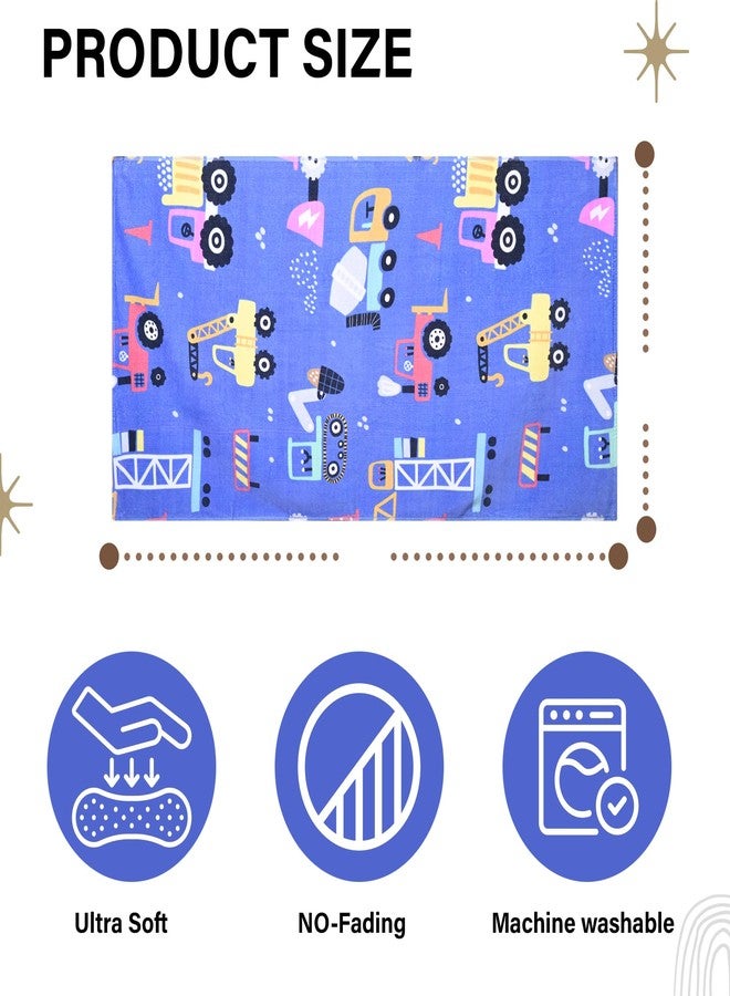 MumsLap Kids Bath Towel Blue Color Crane and Trucks Print Towel for Baby Girl & Boy | Premium Soft & Absorbent 100% Cotton Drying Towels |380 GSM |Versatile for Bath, Pool and Beach_(Pack of 1) - Image 4