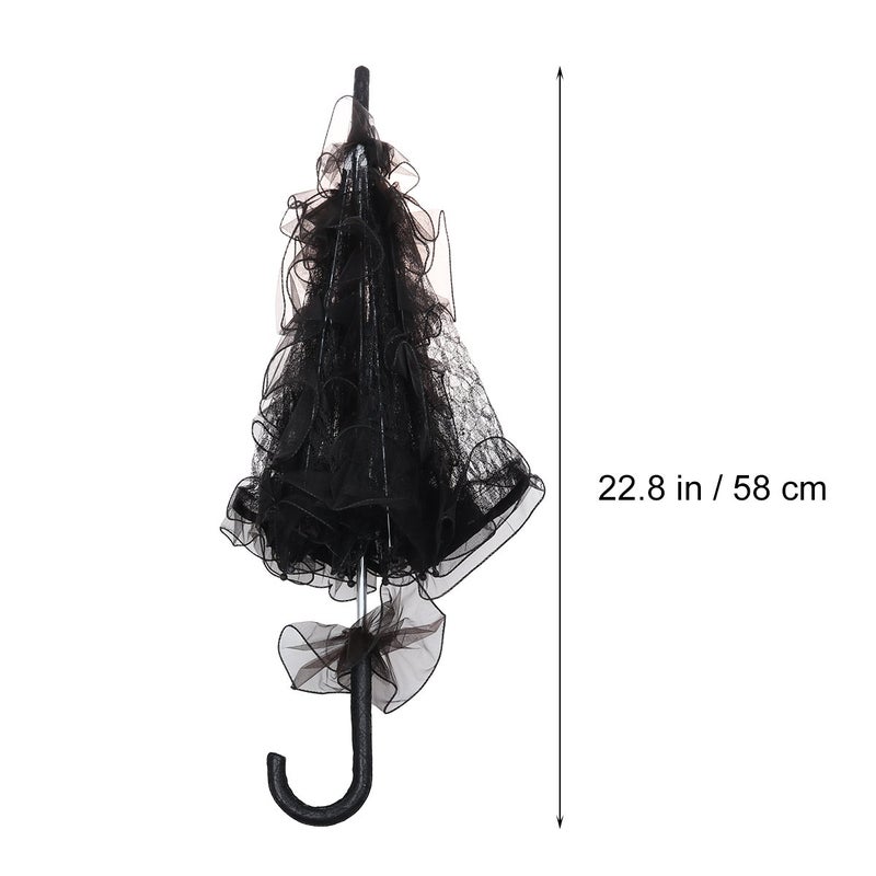 LUOEM Wedding Lace Parasol Umbrella Wedding Bride Umbrella Black Photo Prop for Bridal Decoration - Size Small - Image 4