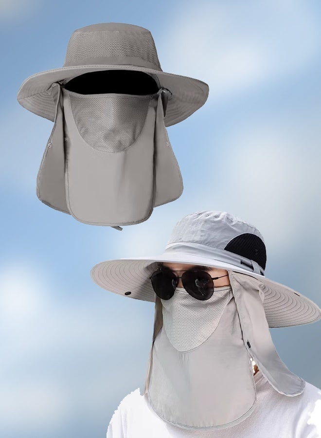Sun Cap, 3 in 1 Sun Hat with Removable Neck Flap and Face Cover, UV Sun Protection Waterproof Bucket Hat for Fishing Hiking Camping - Image 1