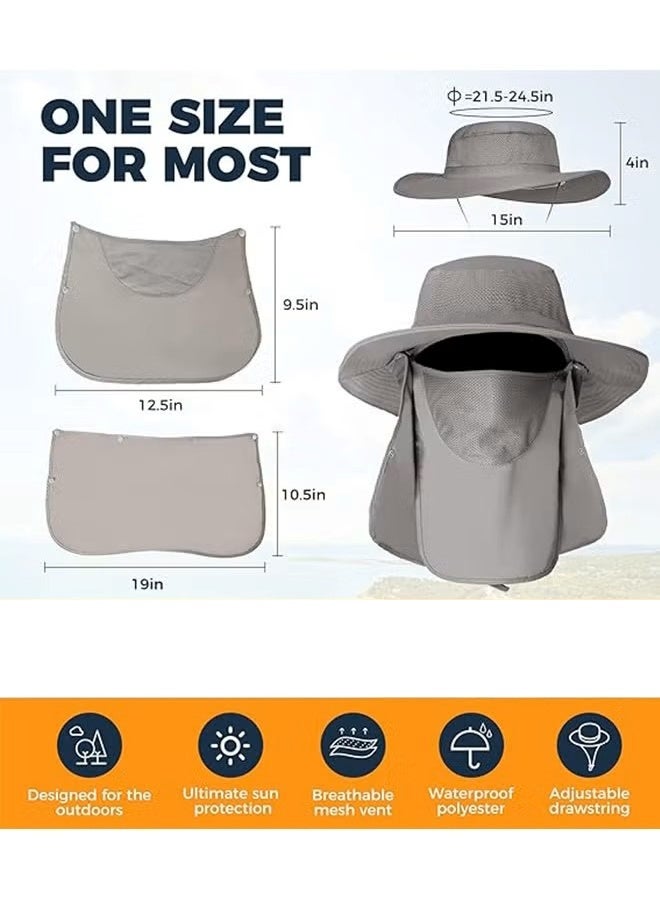 Sun Cap, 3 in 1 Sun Hat with Removable Neck Flap and Face Cover, UV Sun Protection Waterproof Bucket Hat for Fishing Hiking Camping - Image 3