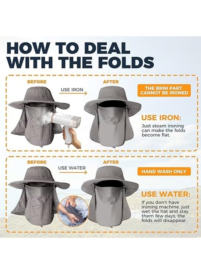 Sun Cap, 3 in 1 Sun Hat with Removable Neck Flap and Face Cover, UV Sun Protection Waterproof Bucket Hat for Fishing Hiking Camping - Image 4